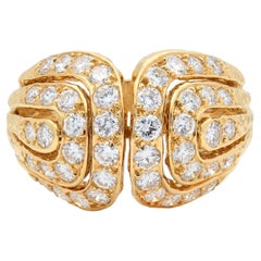 Van Cleef & Arpels, französischer Vintage-Kuppelring aus den 1970er Jahren, mit Diamanten und 18-karätigem Gelbgold