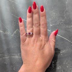Victorian No Heat Burma Ruby Old Mine Cut Diamond 18K Gold Band Ring GIA