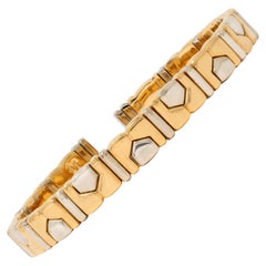 Bulgari 18 Karat Two-Tone Yellow White Gold Vintage Alveare Cuff Bracelet