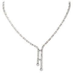 2000's Diamond 18 Karat White Gold Contemporary Lariat Necklace