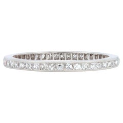 Art Deco 1.38 CTW Diamond Platinum Vintage French Cut Eternity Wedding Band Ring