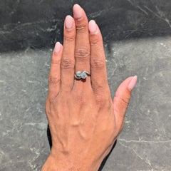 Bague de fiançailles ancienne de style édouardien « Toi et Moi », en platine et or 18 carats, sertie d'un diamant « Old Mine »