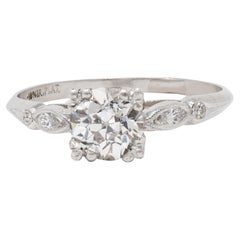 Bristol Co. Retro 1.27 CTW Old European Diamond Platinum Vintage Engagement Ring