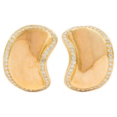 Angela Cummings 1987 Diamond 18 Karat Yellow Gold Vintage Lima Earrings