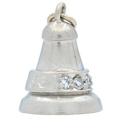 Art Deco 1936 Diamond Platinum Vintage Bell Charm