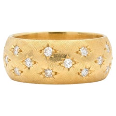 Anello vintage “Eternity” a forma di stella in oro giallo 18 carati con diamanti, stile metà del secolo