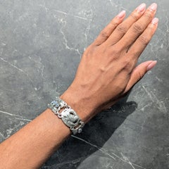 Georg Jensen Moonstone Sterling Silver Vintage Dove Link Bracelet No. 14
