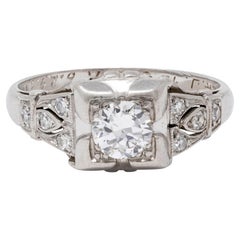 Bailey Banks & Biddle Art Deco 0.50 CTW Diamond Platinum Vintage Engagement Ring