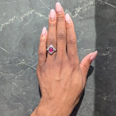 Bailey Banks & Biddle 1939 Art Deco Diamond Ruby Platinum Vintage Cluster Ring