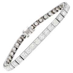 1950’s, 4.00 Carats 14 Karat White Gold Line Bracelet