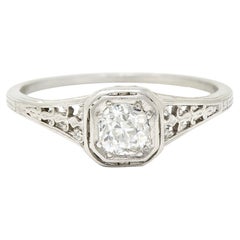 Jones & Woodland 0.35 Carat Old Mine Diamond Platinum Engagement Ring