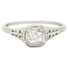 Jones & Woodland Anello di fidanzamento in platino con diamante Old Mine da 0,35 carati