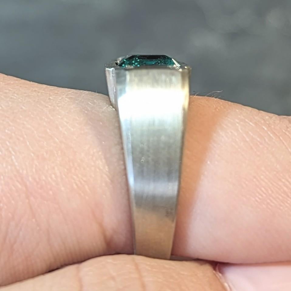3.79 CTW Colombian Emerald Diamond 14 Karat White Gold Men's Unisex Ring GIA For Sale 9