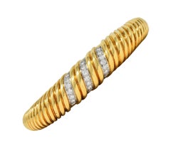 Tiffany & Co. 1960's Diamond Platinum 18 Karat Yellow Gold Vintage Cuff Bracelet