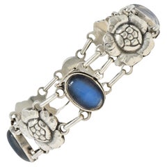 Georg Jensen Mondstein Sterling Silber Vintage Blume Link Bracelet