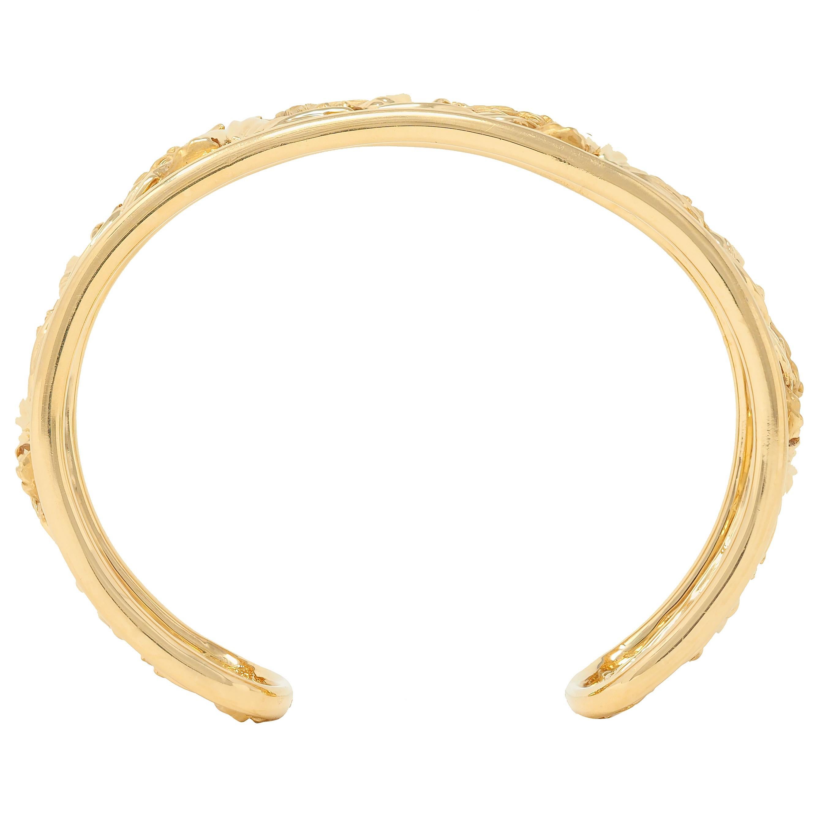 Bracelet manchette Carrera y Carrera diamant or jaune 18 carats Panthère Animal Excellent état - En vente à Philadelphia, PA
