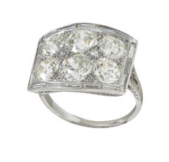 Art Deco Old European Cut Diamant 9,00 CTW Platin Antike Herz Cluster Ring