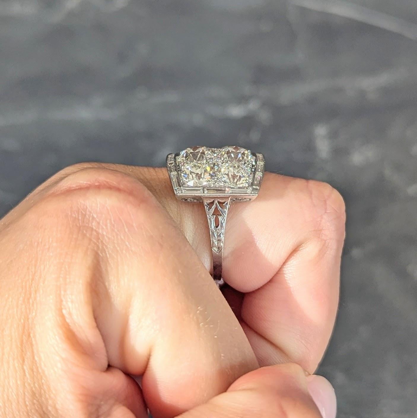 Anello a cuore antico in platino con diamante antico taglio europeo 9,00 CTW in vendita 7