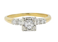 Retro 0,35 CTW Diamant im Übergangsschliff 14 Karat Gold Vintage By Verlobungsring