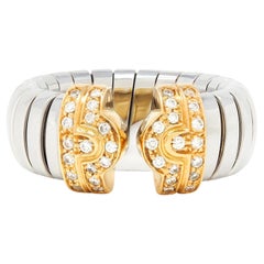 Bulgari Diamante 18 Kilates Oro Amarillo Acero Anillo Parentesi Tubogas Omega Vintage