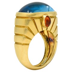 Anillo Van Cleef & Arpels 1980 Topacio Citrino Oro Amarillo 18 Kilates Vintage Cúpula