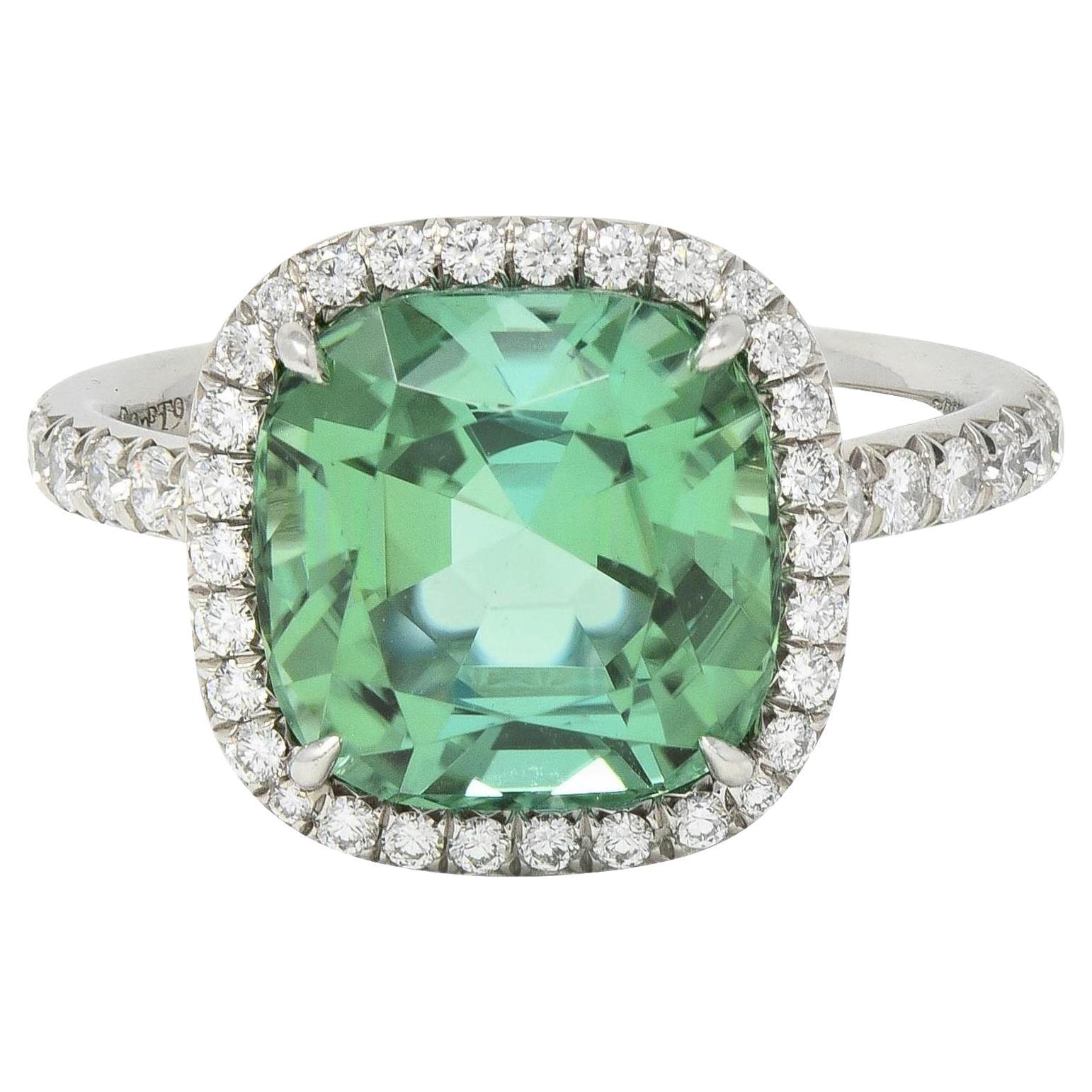 Tiffany & Co. 4,38 CTW Greene & Greene Diamond Platinum Soleste Halo Ring