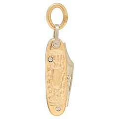 1960's 14 Karat Two-Tone Gold Vintage Pocket Knife Pendant Charm