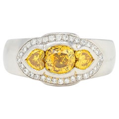 Yellow Diamond Three-Stone Rings