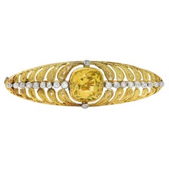 Louis Comfort Tiffany & Co. Spilla antica in oro 18 carati con diamante citrino e platino