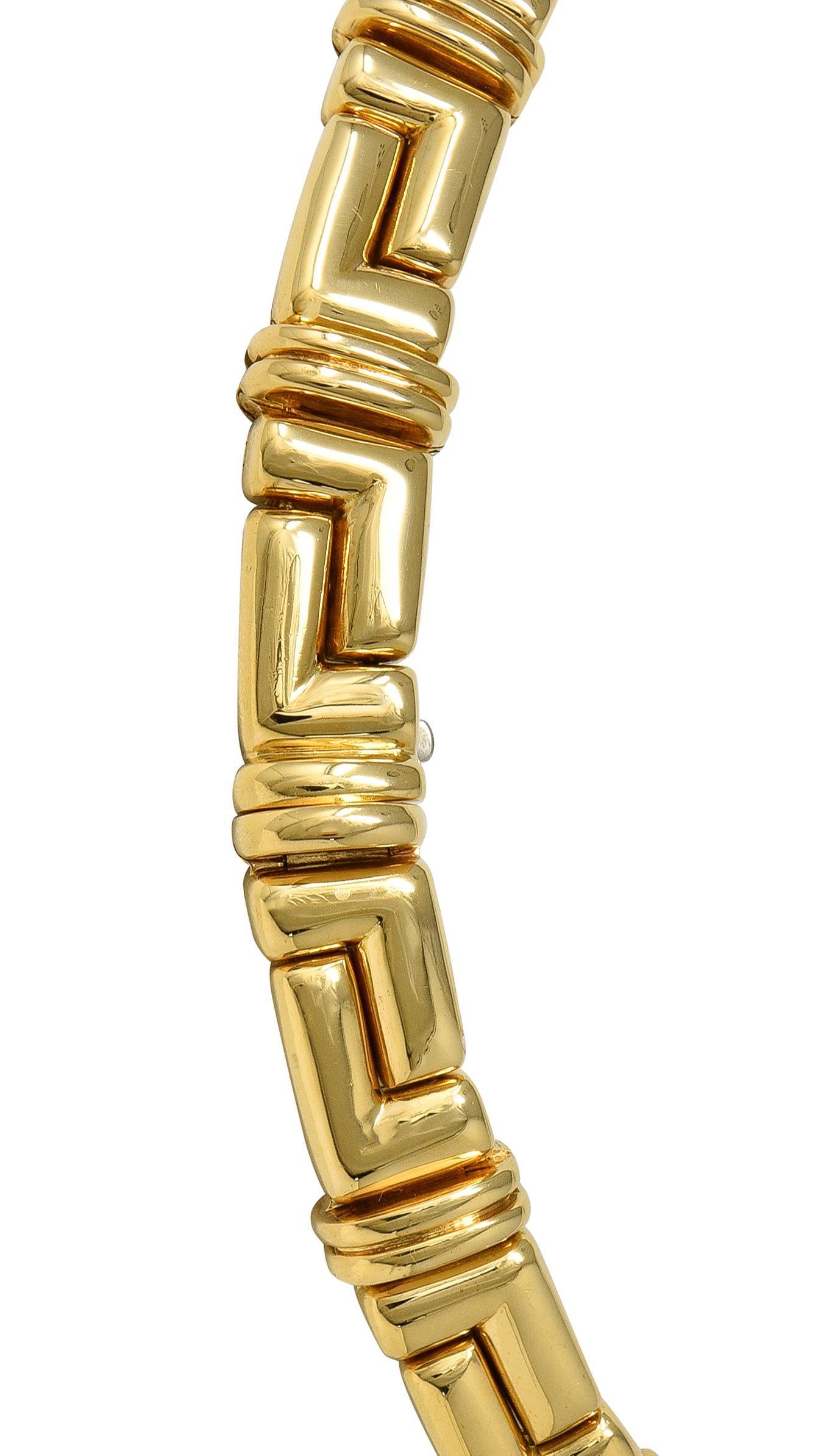 Bulgari - Collier vintage géométrique en or jaune 18 carats avec 4,50 diamants CTW en vente 1