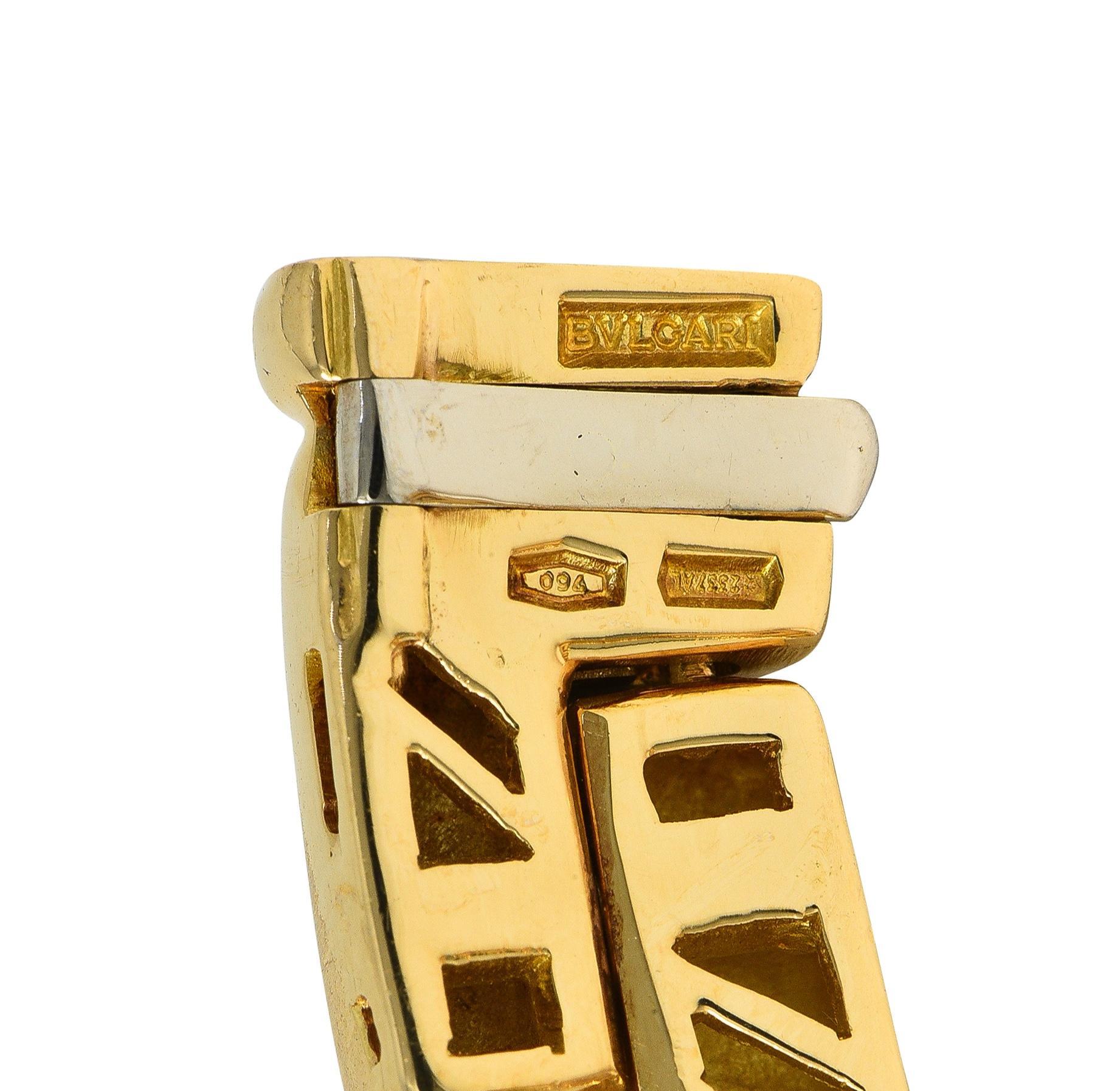 Bulgari - Collier vintage géométrique en or jaune 18 carats avec 4,50 diamants CTW en vente 2