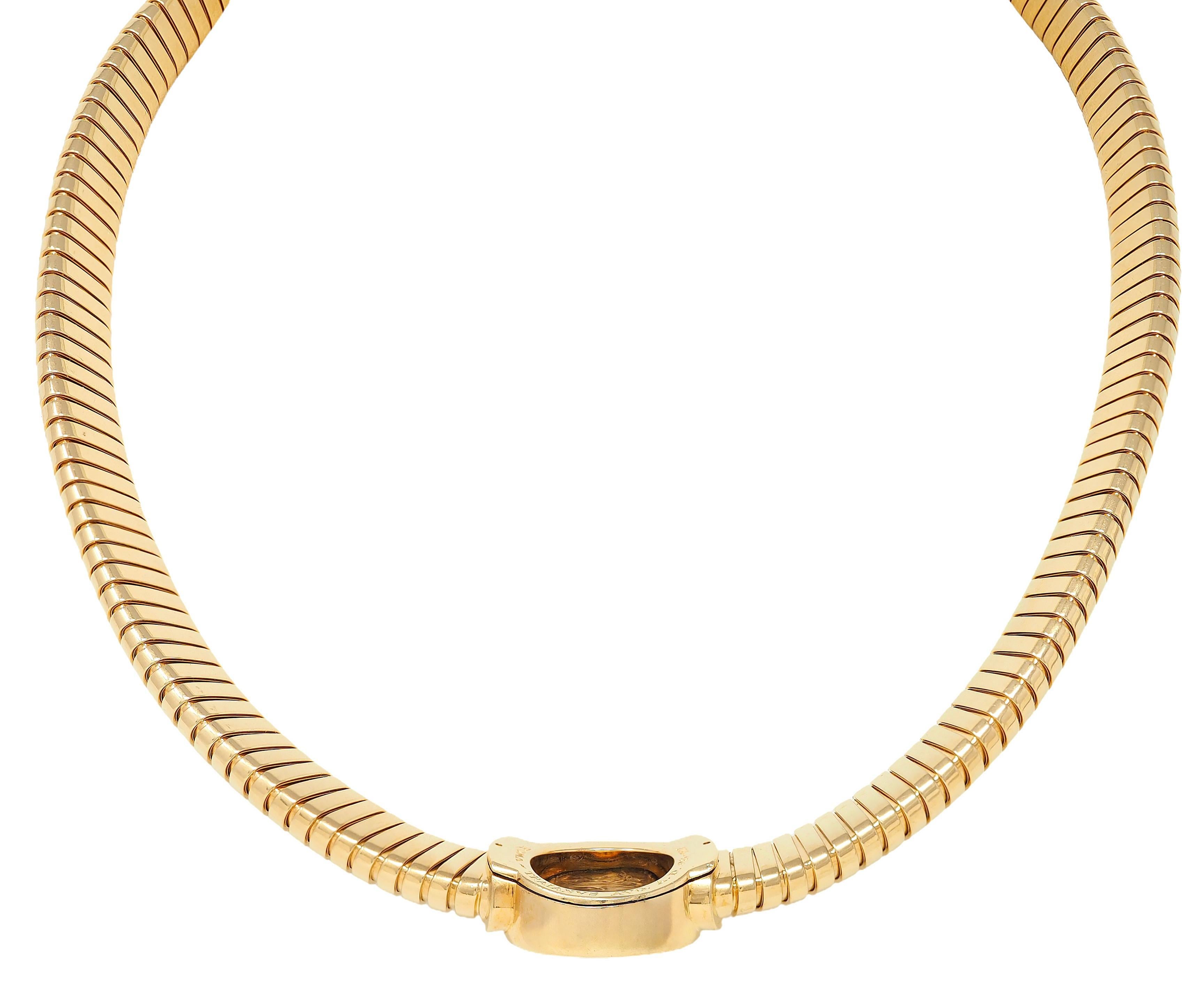 Bulgari 1980's Or jaune 18K Vintage Roman Trajan Coin Monet Tubogas Collier en vente 3