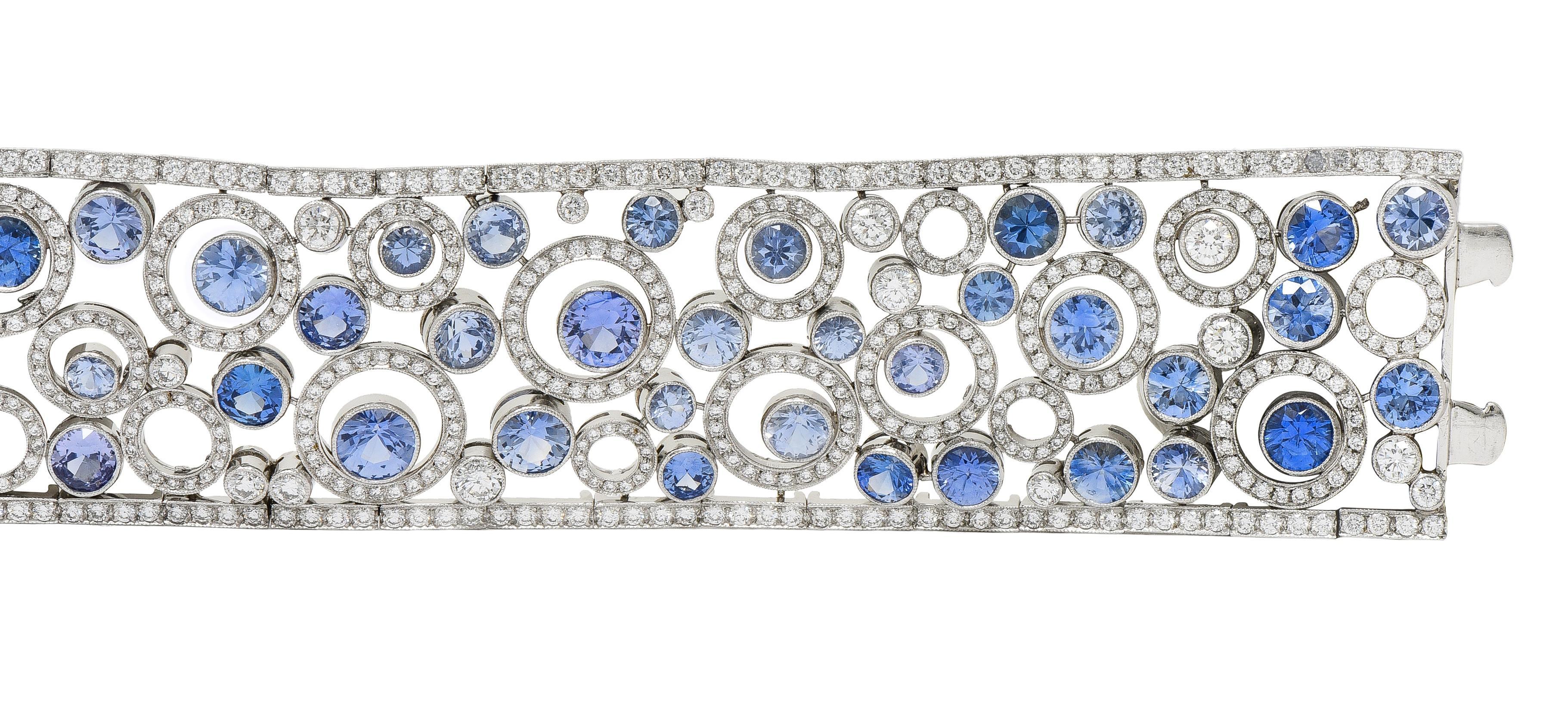 Tiffany & Co Zafiro Diamante Platino Círculos flotantes Panel Link Line Pulsera en venta 1