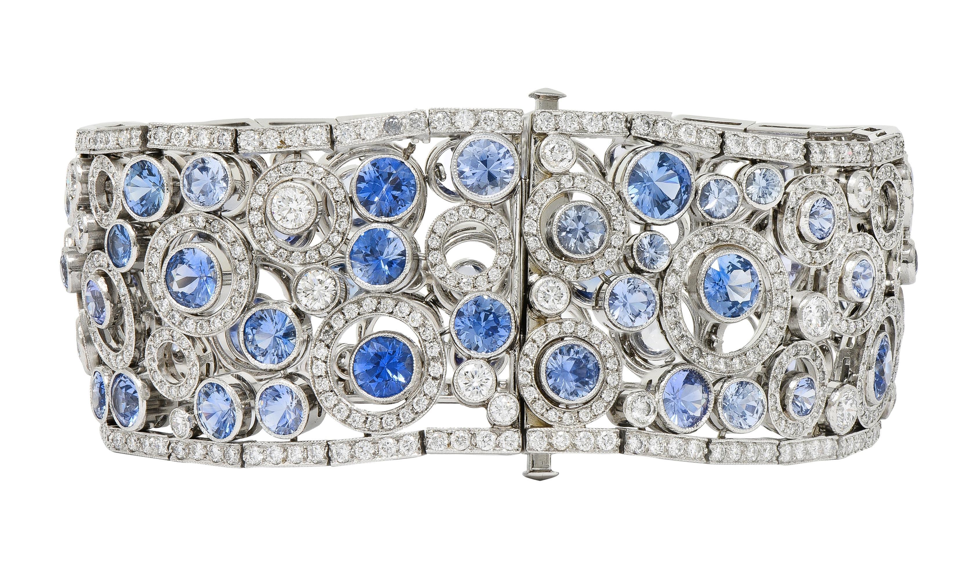 Tiffany & Co Zafiro Diamante Platino Círculos flotantes Panel Link Line Pulsera en venta 2