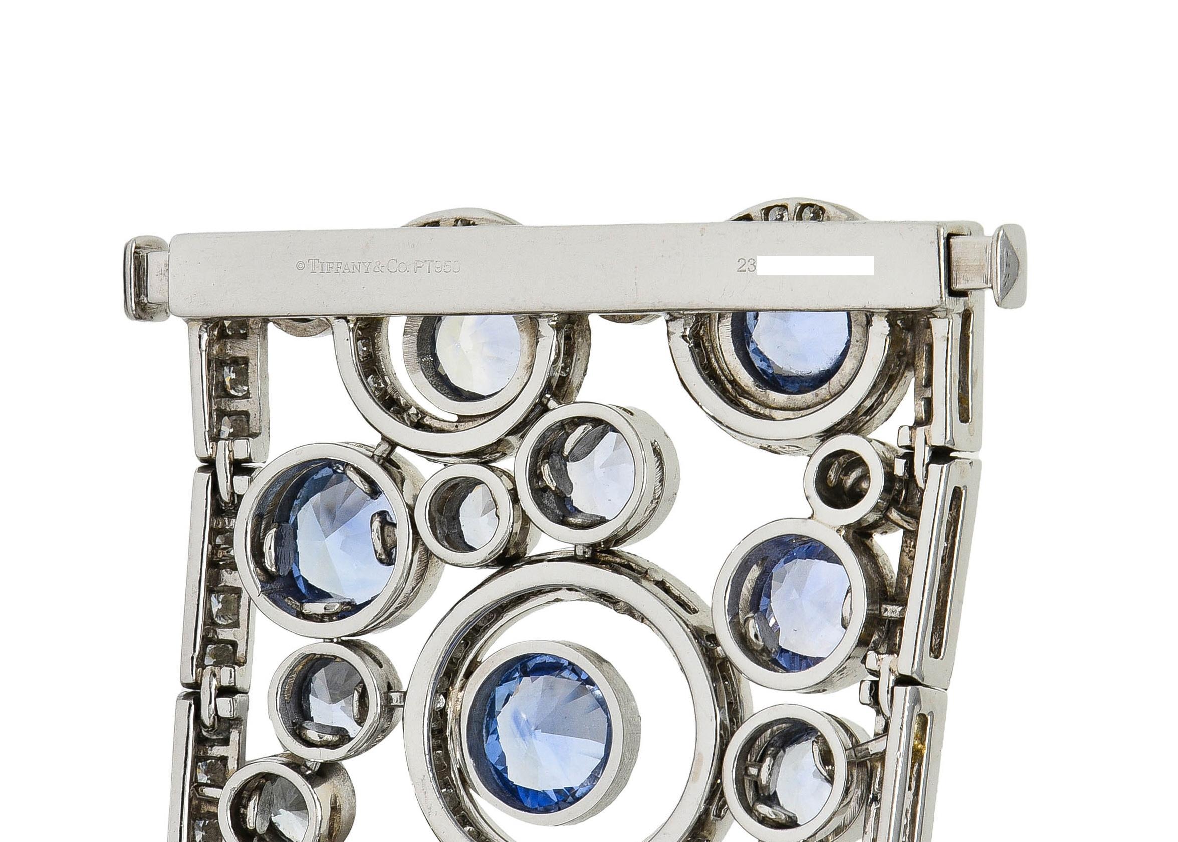 Tiffany & Co Zafiro Diamante Platino Círculos flotantes Panel Link Line Pulsera en venta 3