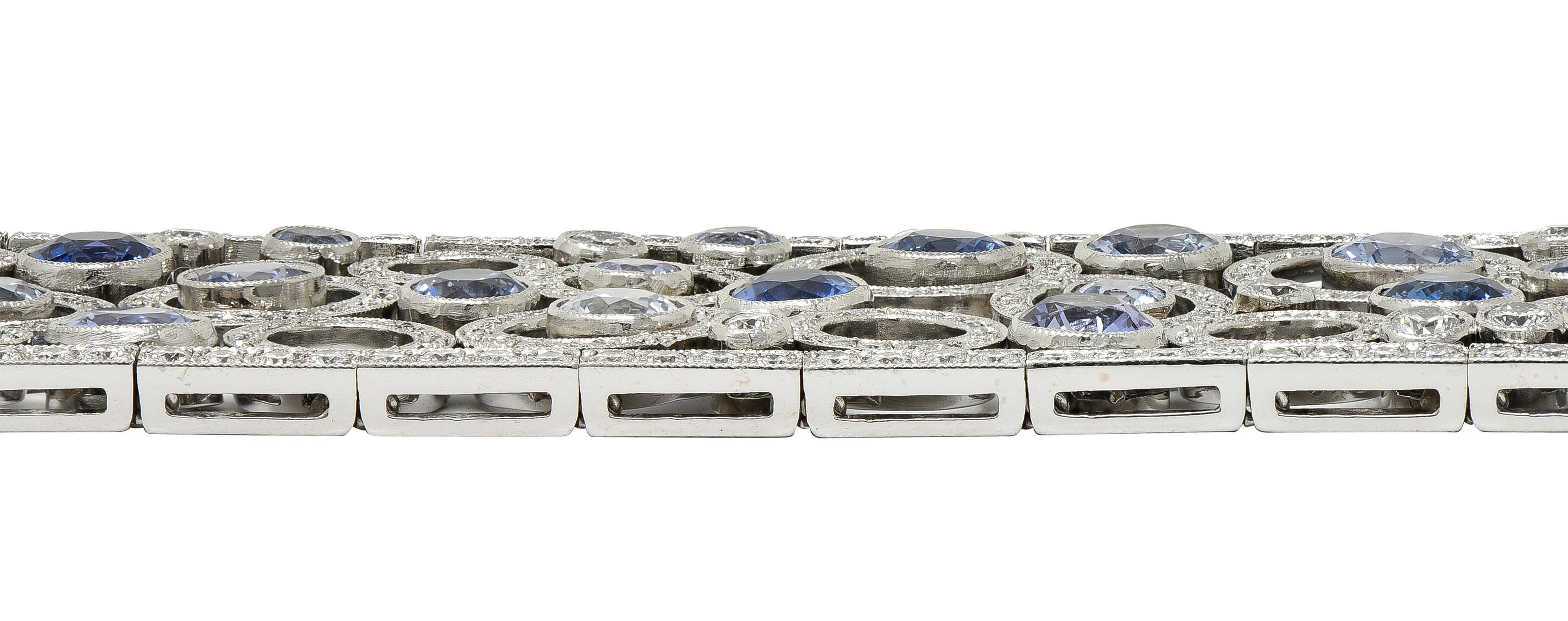 Tiffany & Co Zafiro Diamante Platino Círculos flotantes Panel Link Line Pulsera en venta 5