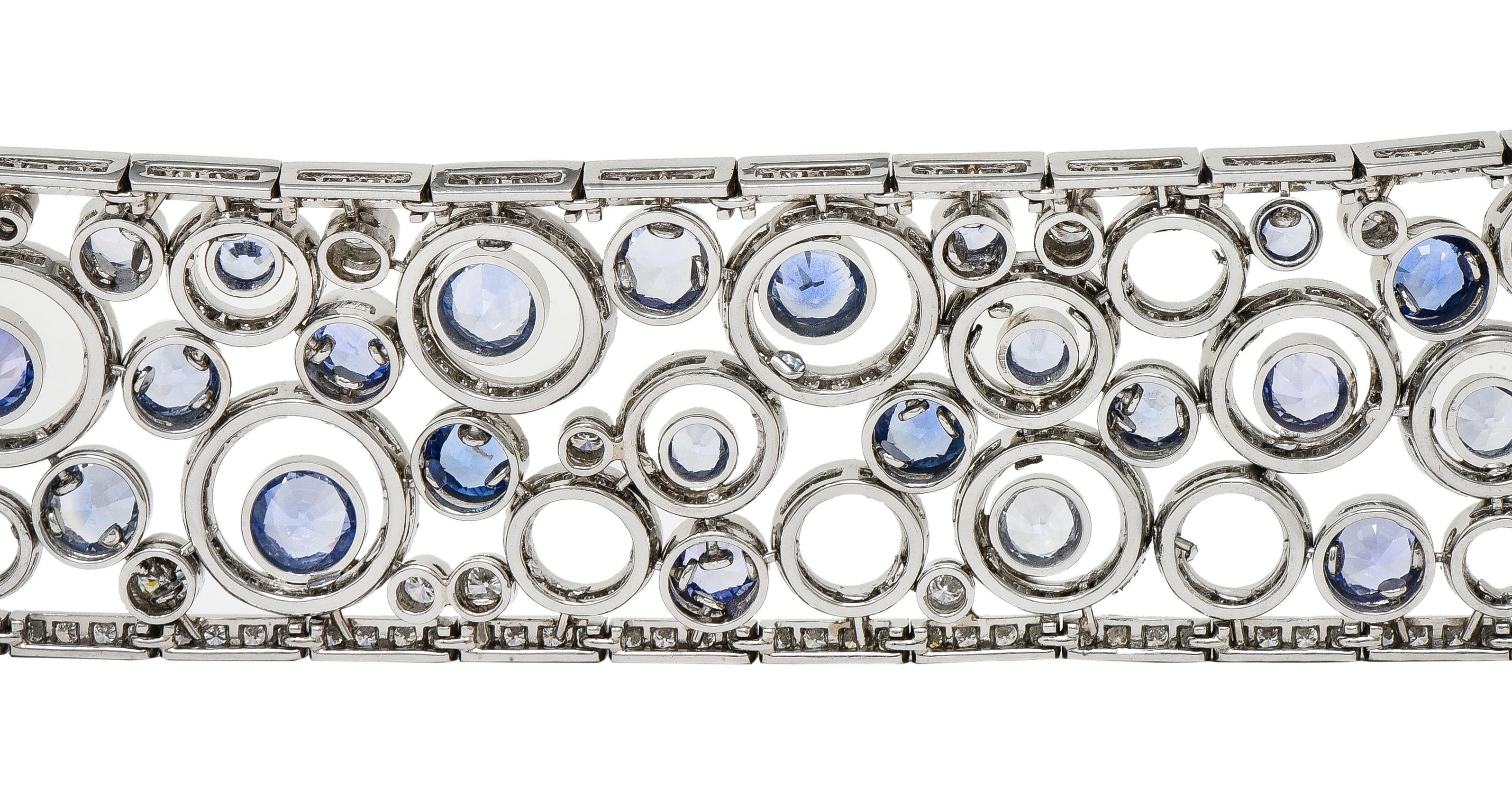 Tiffany & Co Zafiro Diamante Platino Círculos flotantes Panel Link Line Pulsera en venta 4