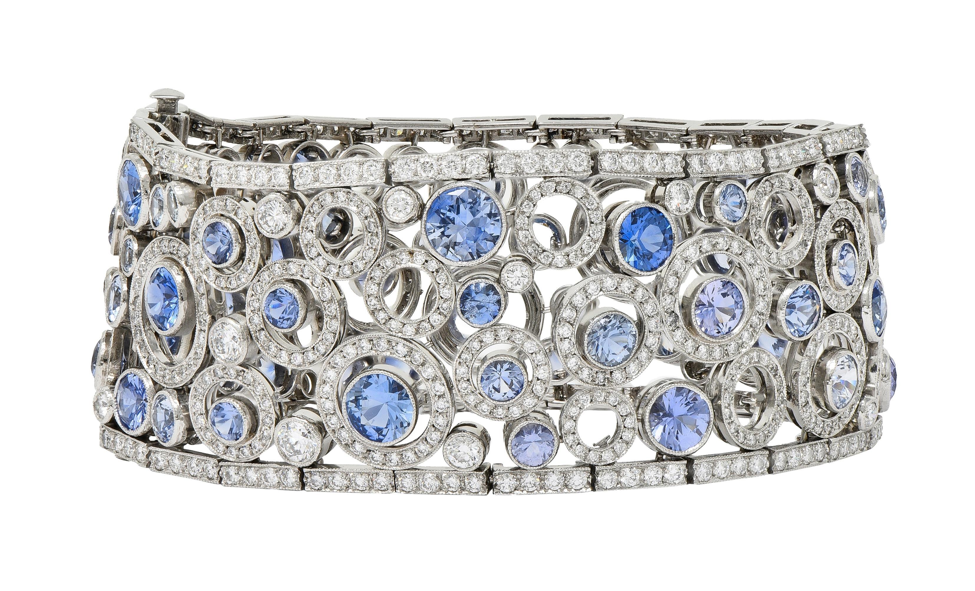 Tiffany & Co Zafiro Diamante Platino Círculos flotantes Panel Link Line Pulsera en venta 6