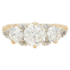 Art Nouveau 2.40 CTW Old Mine Diamond 18K Gold Silver Antique Scroll Band Ring