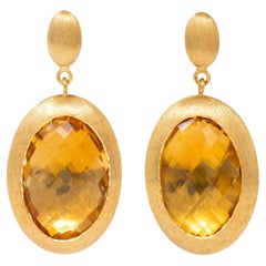 Boucles d'oreilles pendantes contemporaines en or jaune 18 carats avec citrine, des années 1970