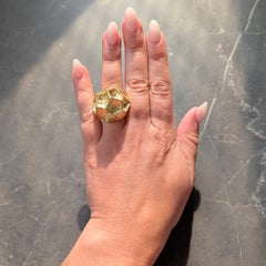 Cartier 1970s 18 Karat Yellow Gold Vintage Hammered Dome Modernist Cocktail Ring