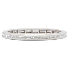 Art Deco Baguette Cut Diamond Platinum Vintage Eternity Wedding Band Ring