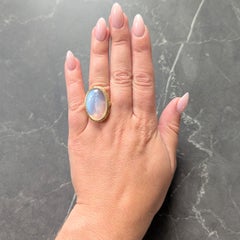 Victorian Moonstone 18 Karat Yellow Gold Antique Neoclassical Intaglio Ring