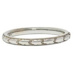 Alliance Art déco en or blanc 18 carats, motif « fleur d'oranger » antique