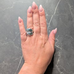 2010's Diamond Tourmaline 18 Karat White Gold Contemporary Bypass Ring