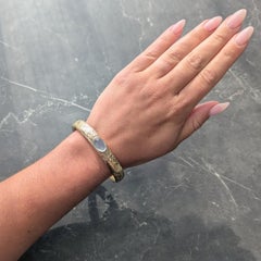 Wordley Allsopp & Bliss Art Deco Moonstone 14K Gold Antique Bangle Bracelet