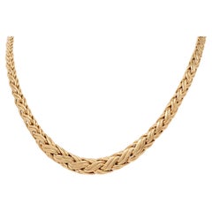 Tiffany & Co. 1990's 14 Karat Yellow Gold Vintage Woven Wheat Link Necklace
