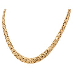 Tiffany & Co. 1990's 14K Yellow Gold Vintage Woven Wheat Chain Link Necklace