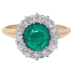 J.E. Caldwell Edwardian Colombian Emerald Diamond Platinum 18K Gold Antique Ring