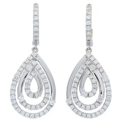 Pendientes contemporáneos con forma de pera de 2,38 CTW de diamantes y oro blanco de 18 quilates, de 2010